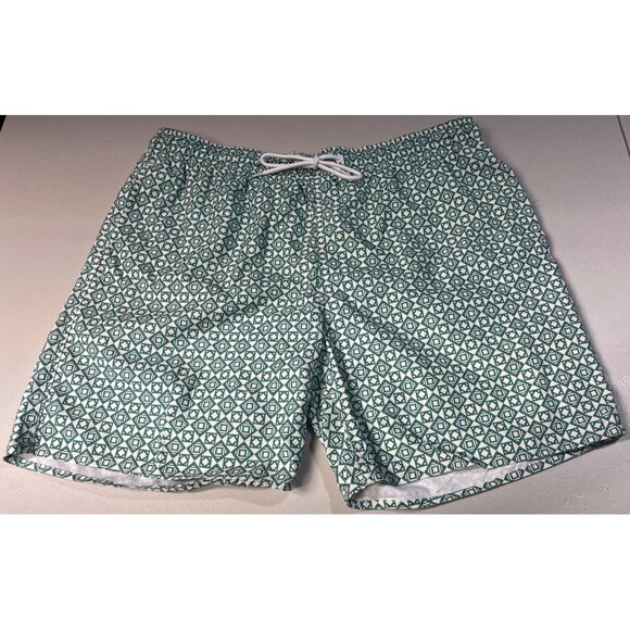 Arizona Jean Co. Mens XL Polyester Drawstring Green Geometric Print Swim Short - Picture 1 of 10